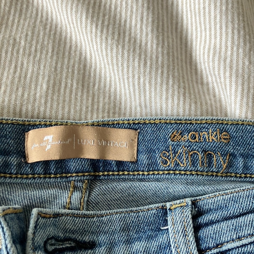 7 For All Mankind Blue Ankle Cropped Jeans